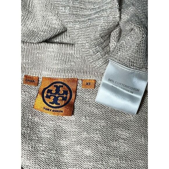 Tory Burch Tan Nubby Cardigan Sweater Linen Blend XSmall - Picture 4 of 5